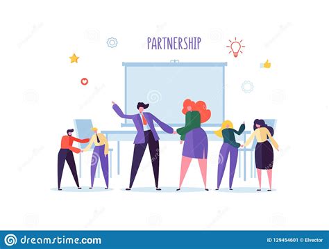 Business People Shaking Hands. Partnership Deal Handshake, Meeting Agreement Concept. Characters ...