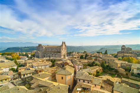Orvieto Medieval Town And Duomo Cathedral Church Aerial View It