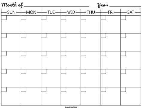 Blank Calendar Template 2019 2020 Printable Example Calendar Printable