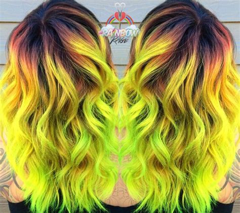 Neon Yellow And Lime Green Hair Color By Savannah Harris