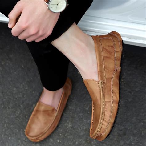 Plus Size 38 48 Mens Shoes Soft Leather Male Casual Loafers Men Flats