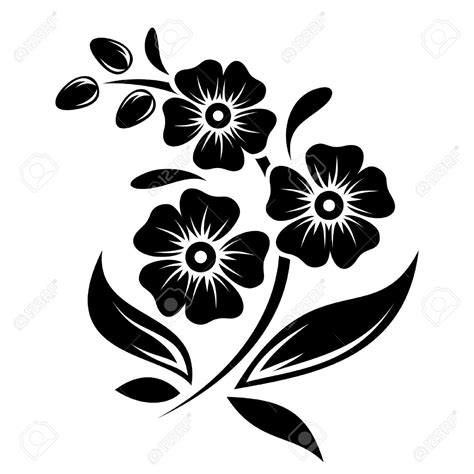 Black Silhouette Of Flowers Vector Illustration Flower Silhouette