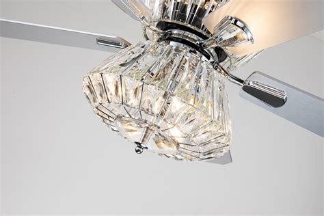 52 In Indoor Chrome Reversible Ceiling Fan With Linear Crystal Light