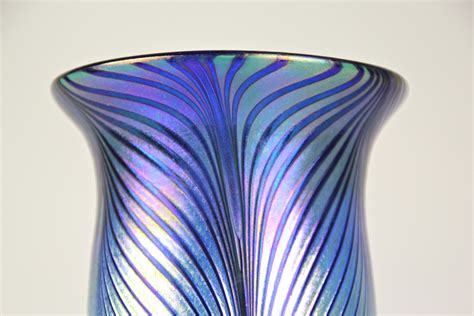 20th Century Loetz Witwe Glass Vase With Feather Decor Iriscident Cz Circa 1905 For Sale At 1stdibs