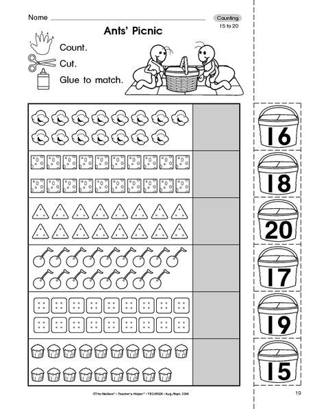 Math Worksheet Counting To 20 The Mailbox Counting Worksheets For