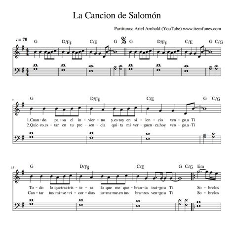 la cancion de salomon partitura gratis facil notas acordes