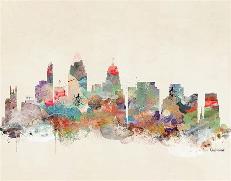 Cincinnati Ohio Skyline Painting By Bri Buckley Pixels