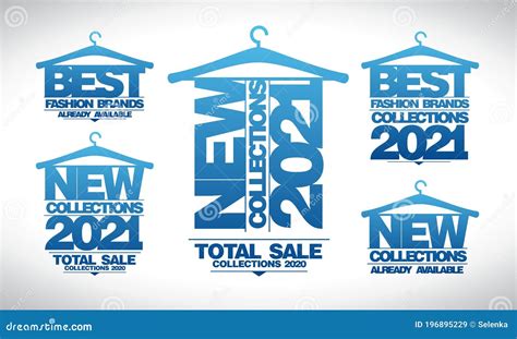 New Collections 2021 Best Fashion Brands Advertising Signs Set Stock