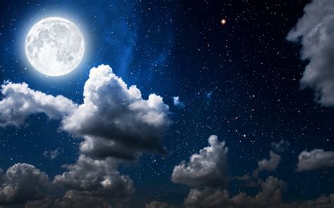 Full Moon On Starry Night
