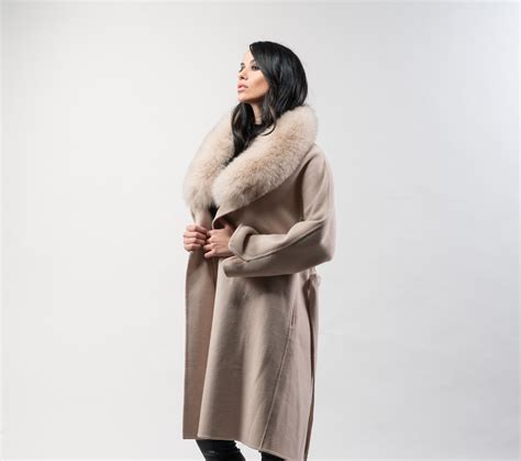 Nude Cashmere Wool Coat With Fur Collar Haute Acorn
