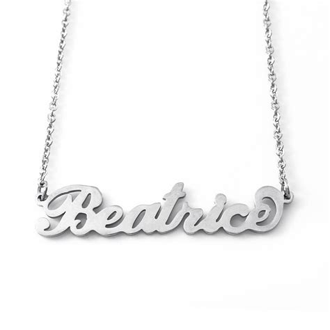 Beatrice Italic Silver Tone Name Necklace Personalized Jewelery Free