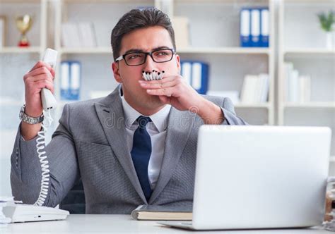 Businessman Smoking In Office At Work Stock Image Image Of Cigarette