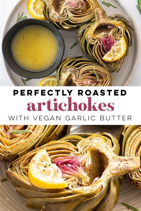 Roasted Artichokes With Vegan Garlic Butter Mindful Avocado