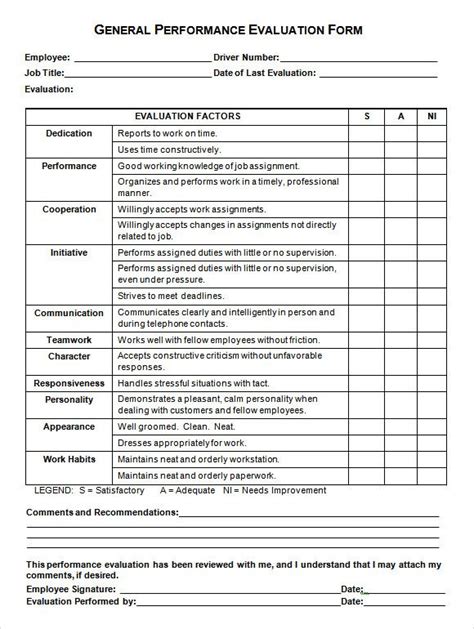 50 self evaluation examples forms questions ᐅ template lab by templatelab.com. General Performance Evaluation Form | Employee evaluation ...