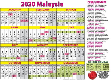 My calendar will include kuala lumpur & selangor area holidays this time. 2020 Calendar Malaysia - Kalendar 2020 Malaysia in 2020 ...