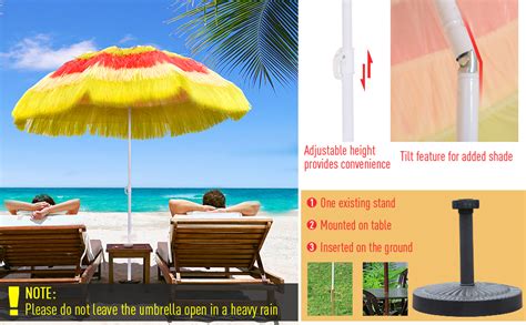 Outsunny 16m Patio Garden Hawaii Beach Sun Umbrella Sunshade Hawaiian