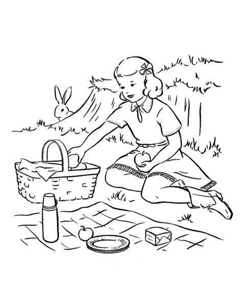 Hello kitty on a fun picnic: Picnic Coloring Pages For Kids - Coloring Home