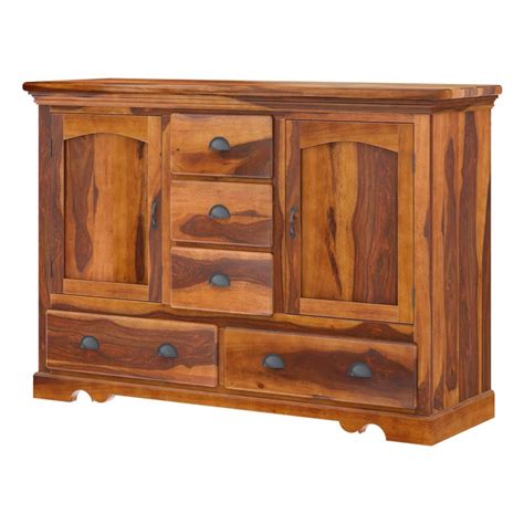 Rustic Solid Wood 5 Drawer Traditional Dining Room Buffet ...