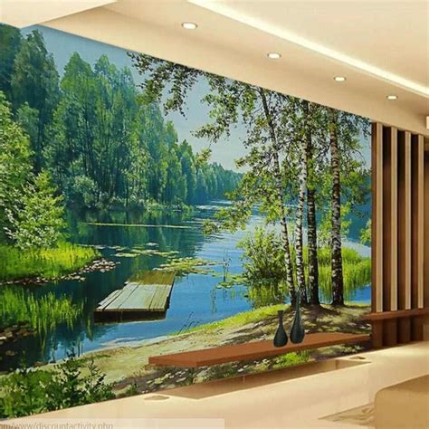 ¿tiene dudas acerca de comprar la mejor de las millones de opciones disponibles? Foto 3D HD, Mural de Árbol Verde, sala de estar de lago ...