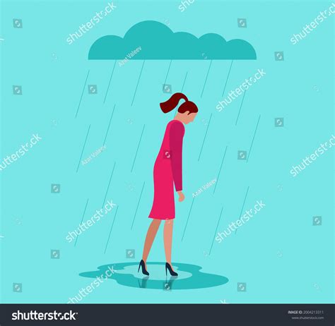 Unhappy Depressed Loneliness Sad Woman Stress Stock Vector Royalty