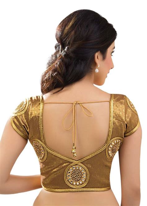 Buy Gold Brocade Readymade Blouse Online