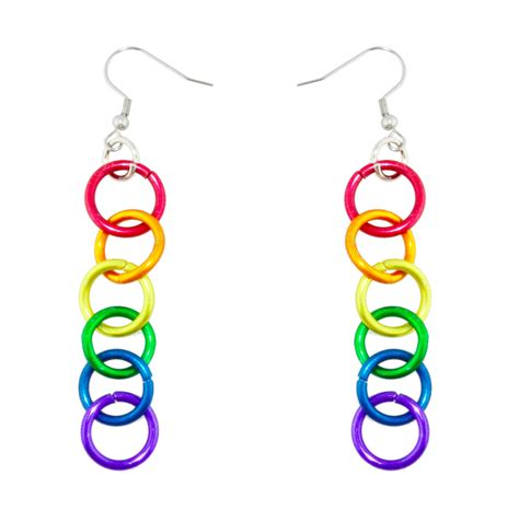 Pride Shack Gay And Lesbian Pair Rainbow Flag Linkage Dangle Earrings Ebay