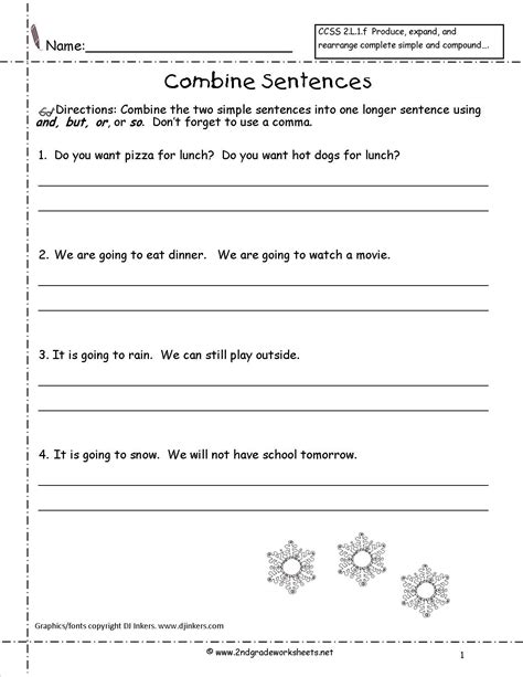 2nd Grade Free Sentence Writing Worksheets Thekidsworksheet