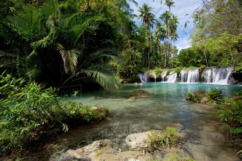 Tranquil Waterfall Scenic Cambugahay Falls Siquijor Philippines