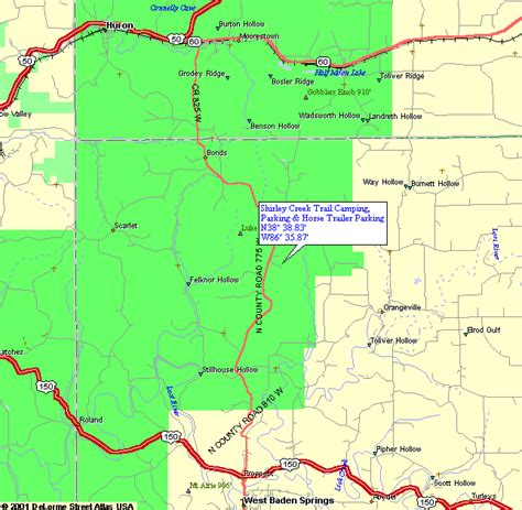 Map To Shirley Creek Trail In Hoosier National Forest In Indiana