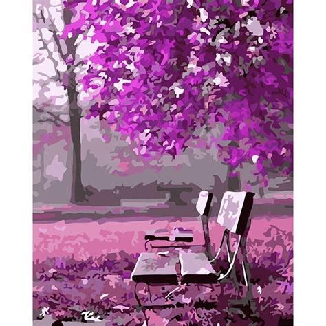 Purple Romantic Waiting Diy Digital Oil Painting By Numbers Canvas