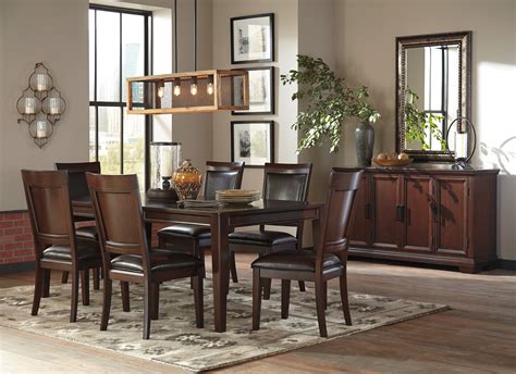 Wood dining room table sets are hefty and durable however ensure that your tabletop is sealed so moisture and liquid does not damage the precious wood. Ashley Shadyn 7 Piece Casual Dining Room Set in a Warm ...
