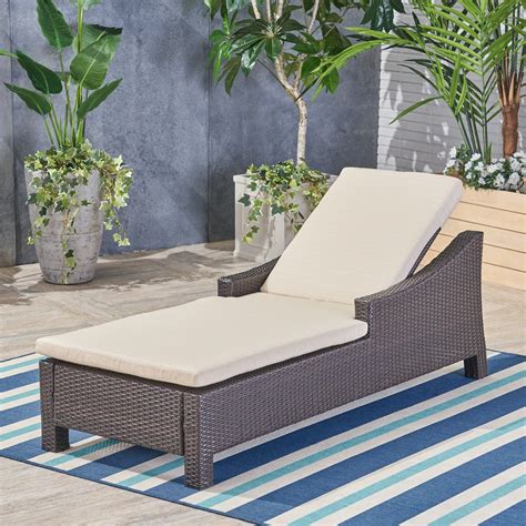 75 Beige And Brown Contemporary Outdoor Chaise Lounge