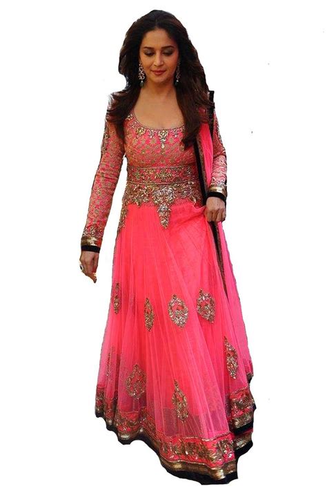 Buy Madhuri Dixit In Designer Pink Anarkali Suit Online