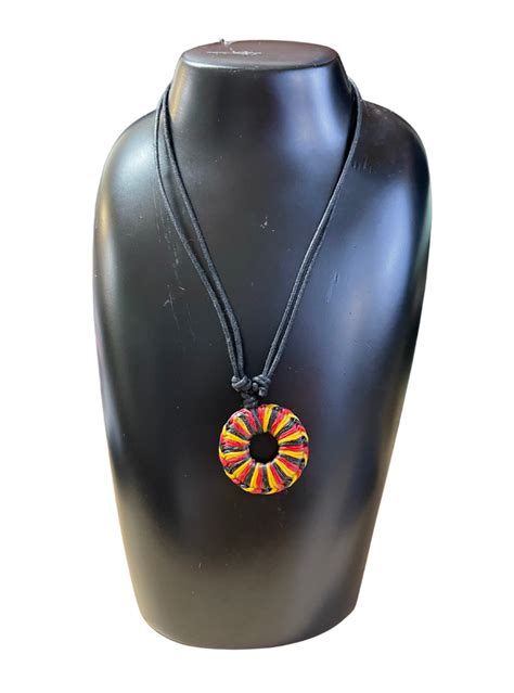 Aboriginal 3 Colour Striped Round Woven Adjustable Necklace