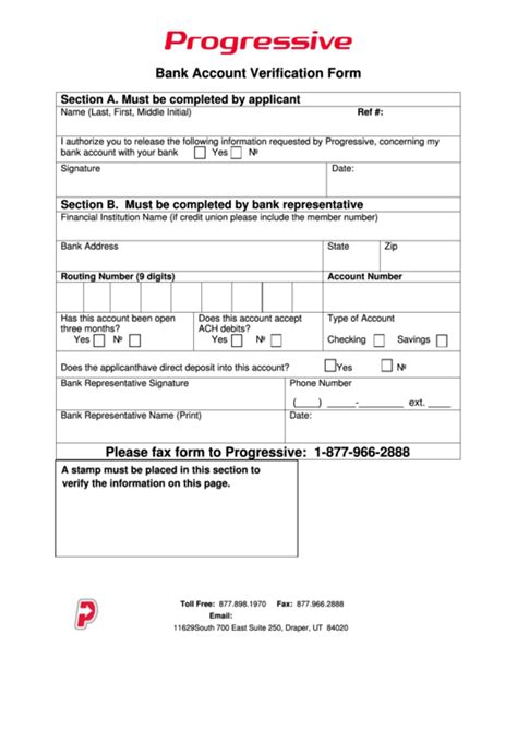 Bank Account Verification Form Printable Pdf Download