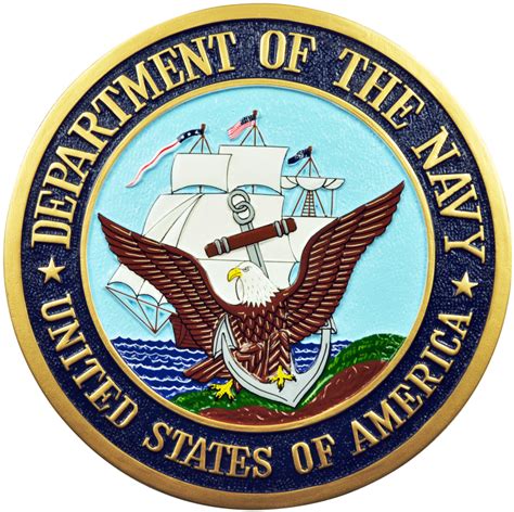 Us Navy Usn Official Seal And Emblem Mahogany Wood Plaque