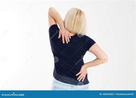 Female Back Pain Isolated On White Background Woman Female Back Ache