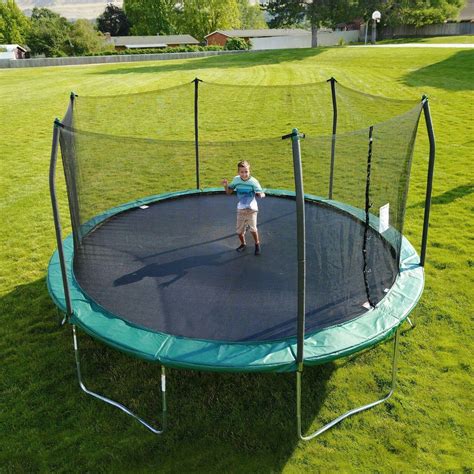 How to set up a trampoline: 15' Round Trampoline-Outdoor-No-gap Zipper Net Enclosure ...