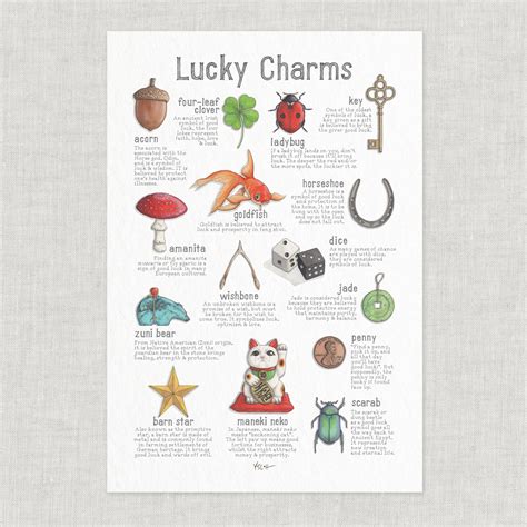 Lucky Charms Poster Good Luck Four Leaf Clover Ladybug Etsy Singapore