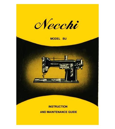 Instruction Manual For Vintage Necchi Bu Sewing Machine Operating