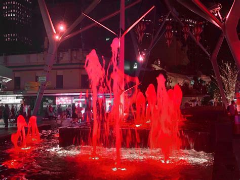 Queen Street Water Feature At Night Rbrisbane