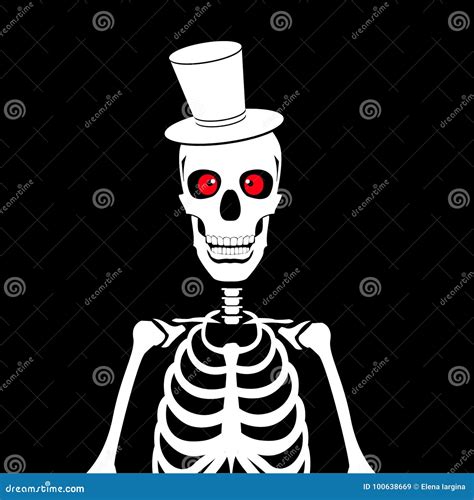 Skeleton With Hat And Red Eyes Stock Vector Illustration Of Halloween