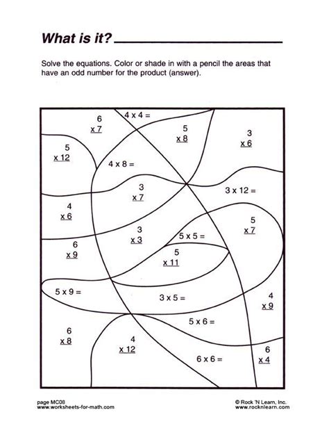 Multiplication Color By Number Free Printables