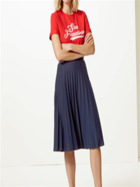 Buy Marks And Spencer Women Navy Blue Flared Skirt Skirts For Women