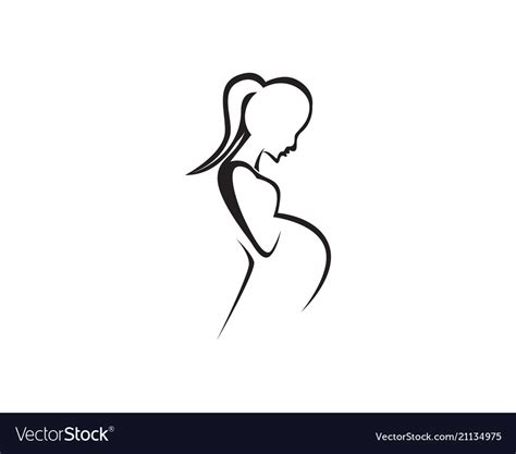 Pregnant Woman Line Art Symbols Template Vector Image