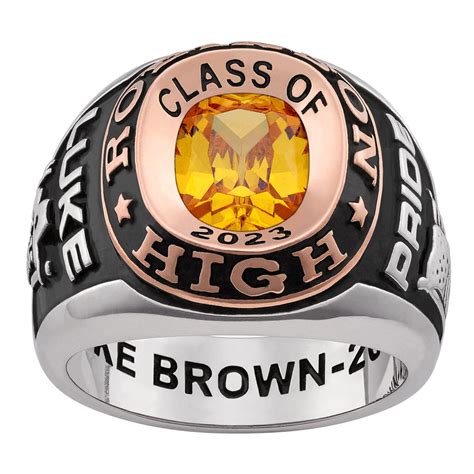 Freestyle Class Rings Personalized Mens Platinum And Gold Or Rose