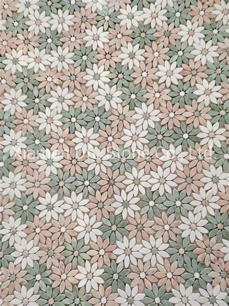 Flower Pattern Tile Bathroom Kitchen Backsplash Mosaic Tiles Of Marble