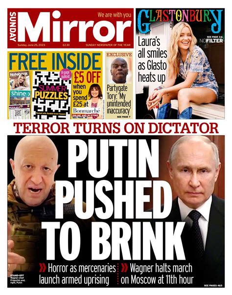 sunday mirror front page 25th of june 2023 tomorrow s papers today