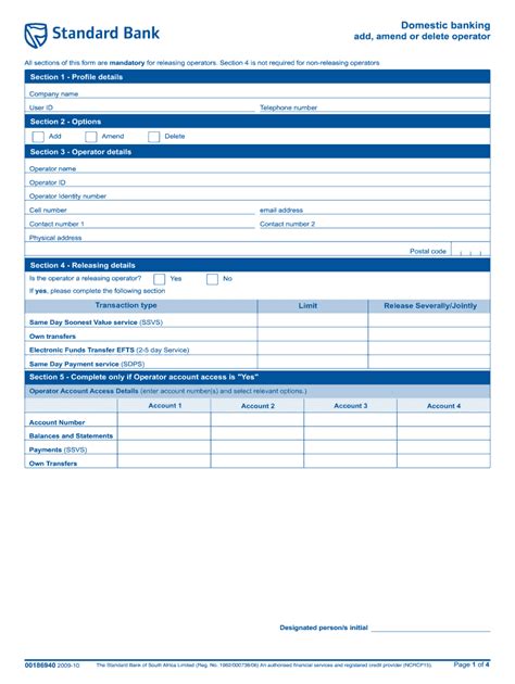2009 Standard Bank Form 00186940 Fill Online Printable Fillable