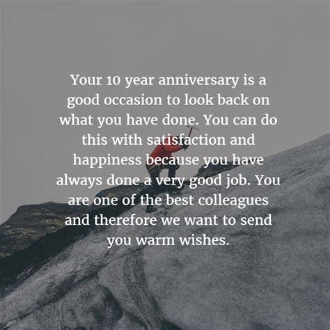 Twenty years invested in the same company is truly. Work Anniversary Quotes for 10 Years - EnkiQuotes